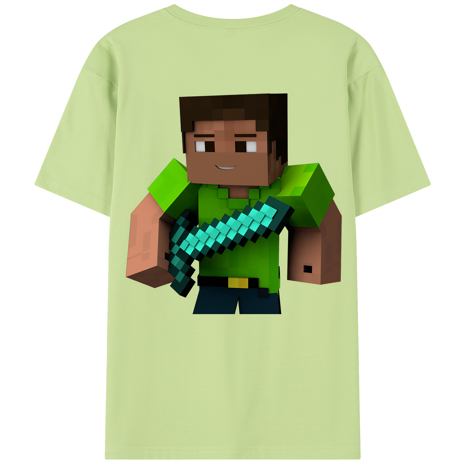 （画像用） マインクラフト ブロックの世界 Minecraft MC Block world 綿100％半袖Tシャツ（背面プリント）